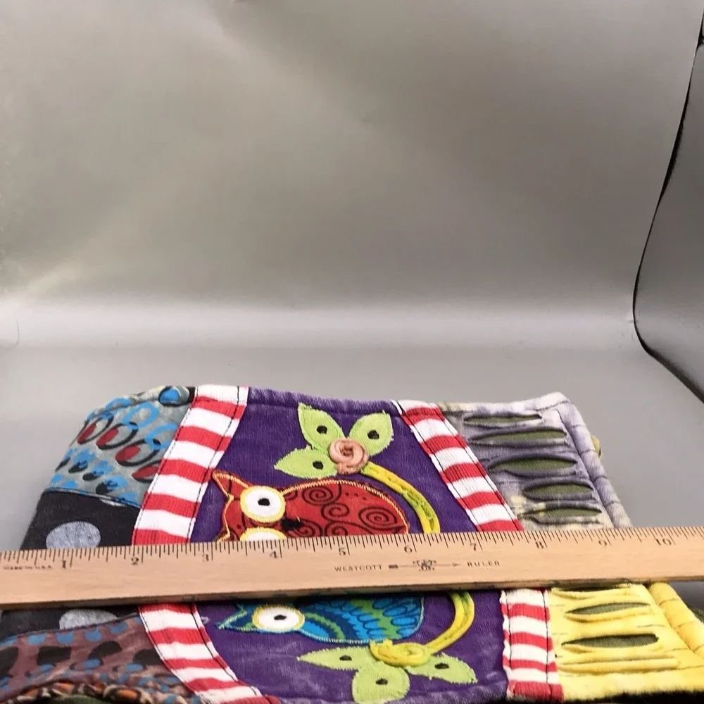 Rising‎ International Multicolored Patchwork Owl Crossbody Bag Purse Adj Strap
